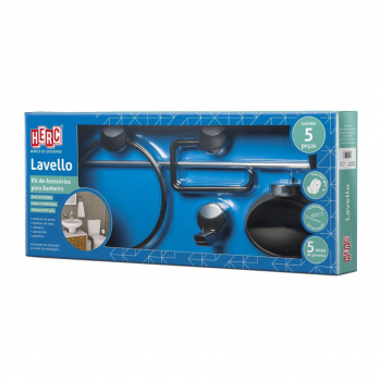 KIT P/WC BANHEIRO LAVELLO PRETO HERC