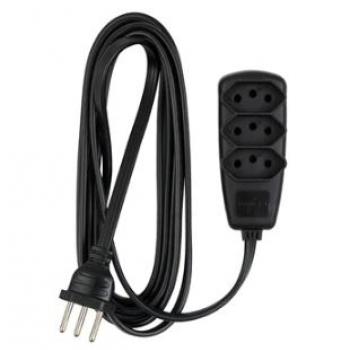 EXTENSÃO DANEVA SORT CABO PP 2P+T 3X0,75MM 3M PRETA 3 TOMADA