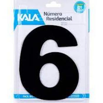 NUMERO RESIDENCIAL N6 PRETO 12,5CM KALA