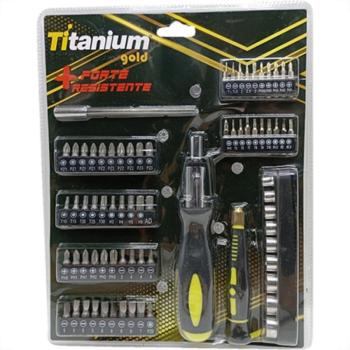 JOGO DE SOQUETE/BITS 1/4 72PCS TITANIUM