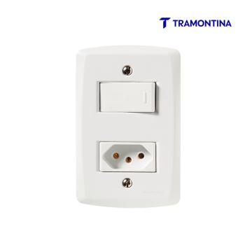INTERRUPTOR 1 TOMADA TRAMONTINA LUX 2P+T 10A BR