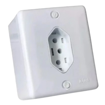 CJ TOM. FIXA SOB BIP. 2P+T 10A 250V BOX BR ILUMI