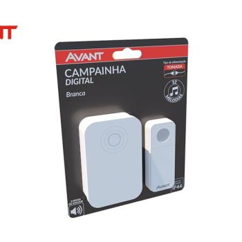 CAMPAINHA AVANT DIGITAL TOMADA BIVOLT BRANCA
