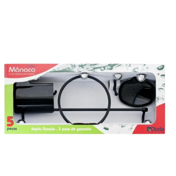 KIT P/ BANHEIRO 5PÇS PRETO DUDA