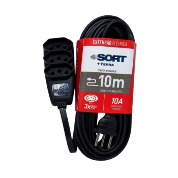 EXTENSÃO 10M CABO PP 2P+T DANEVA PRETA SORT LEGRAND
