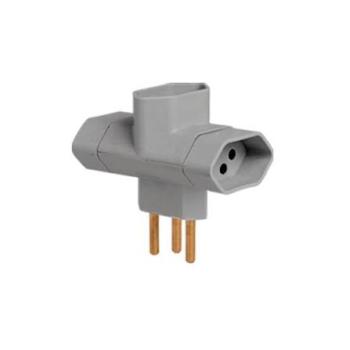 ADAPTADOR 3 SAIDAS 2P+T 10A CINZA ILUMI