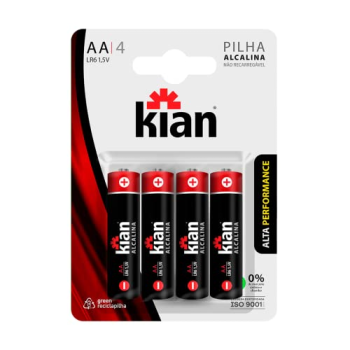 PILHA ALCALINA AA PEQUENA BLISTER C/4 KIAN