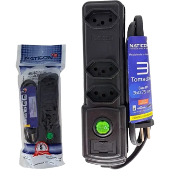 FILTRO DE LINHA NATICON 2P+T 3 TOM 1M PRETO