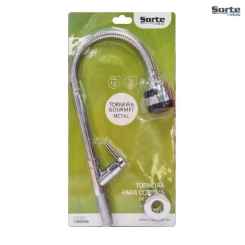 TORNEIRA SORTE METAIS GOURMET ACO INOX DE MESA 1/4V C-60