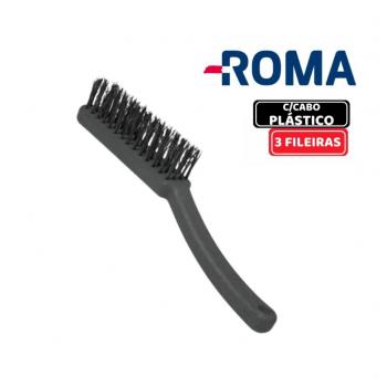ESCOVA DE AÇO 3FIL C/CAB PLASTICO ROMA