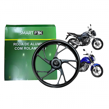 SMARTFOX - (PE DE GALINHA) RODA DIANTEIRA - START/FAN/CARGO/TITAN 150/160 - FREIO A DISCO [ USO SEM CAMARA ] [ COR PRETA ] [ UNIDADE ]