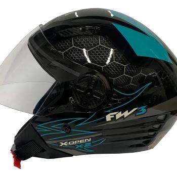 FW3 - CAP X-OPEN X2 PRETO BRILHANTE AZUL TIFANY N60