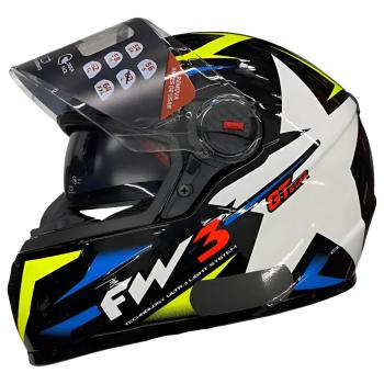 FW3 - GTX STAR PRETO BRILHANTE AZUL COM AMARELO - N 56