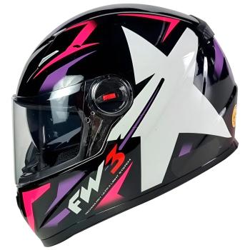 FW3 - GTX STAR PRETO BRILHANTE LILAS COM ROSA  - N 58