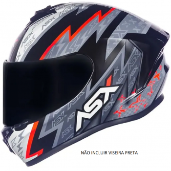 ASX - CAP DRAKEN THUNDER BRILHO PRETO/CINZA/VERMELHO  58/M