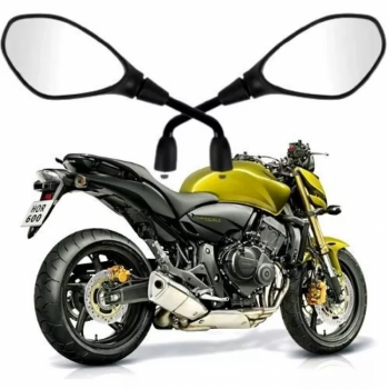 *PROMOÇÃO* GVS - PAR RETROVISOR BMW F800 - FIXO HASTE LONGA - ROSCA HONDA - LENTE CONVEXA