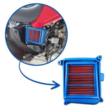 PLASMOTO - FILTRO AR LAVAVEL + MOLDURA - FAN 125 2014/18 - START/FAN/TITAN 150/160 2014/24 - AZUL C/ VERMELHO