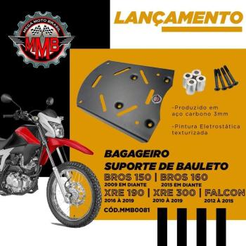 MMB - SUPORTE BAGAGEIRO - BROS 150 2009/15 / BROS 160 - XRE 190 - XRE 300 - FALCON 400 2012/15