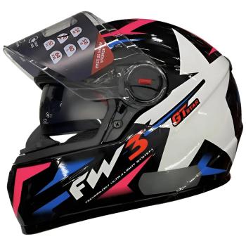 FW3 - GTX STAR PRETO BRILHANTE AZUL COM ROSA  - N 56