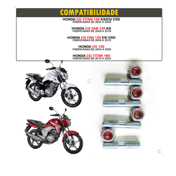 SMARTFOX - PARAFUSO COROA PRISIONEIRO C/ PORCA - FAN/TITAN 150 2009/15 / FAN 125 2009- / CBX TWISTER 250 2001/08 / CB TWISTER 250 2016 / CB 300R (10X10X25) - unidade