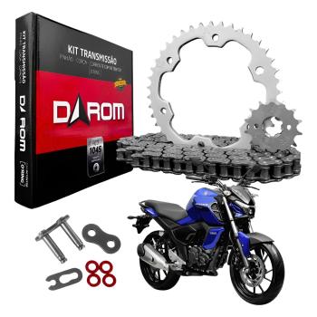 DAROM - KIT TRACAO - YAMAHA FZ15 2023/25 - AÇO 1045 - COM RETENTOR