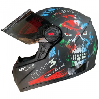 FW3 - CAP GT SKULL CAVEIRA PRETO FOSCO - BRILHA NO ESCURO N60