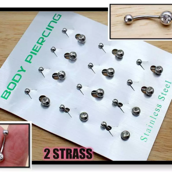 PIERCING DE UMBIGO C/2 STRASS PI2536
