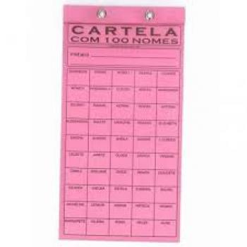 CARTELA DE RIFA COM 100 NOMES