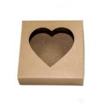 CAIXA CORACAO C/VISOR 7X7X3 KRAFT/BRANCO/VERM/AZUL/DOUR  - UN