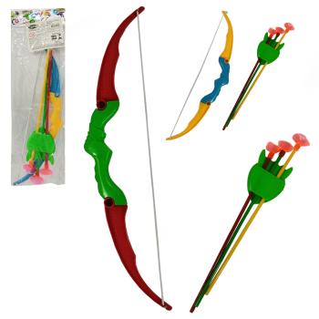 ARCO E FLECHA COM 3 VENTOSAS + SUPORTE COLORS 25CM NA SOLAPA