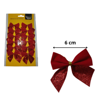 LAÇO VERMELHO VELUDO GLITTER C/12 PÇS - NTA1200