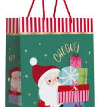 SACOLA PARA PRESENTE NATAL DECORADA G 32 CM X 26,5 CM X 13 CM (SORTIDO) - PACKPEL