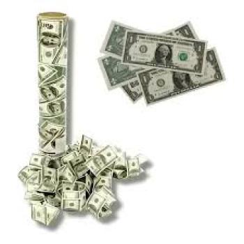 LANCA CONFETE PAPEL NOTA DOLAR 30CM