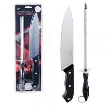FACA DE CHURRASCO BLACK 02PCS (CHAIRA E FACA)