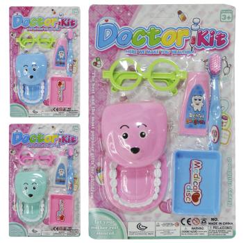 KIT MEDICO INFANTIL DENTISTA COM BOCA + ESCOVA E ACESSORIOS DOCTOR KIT 6 PECAS