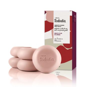 SABONETE EM BARRA PURO VEGETAL TODODIA ROMÃ E FLOR DE AMORA
