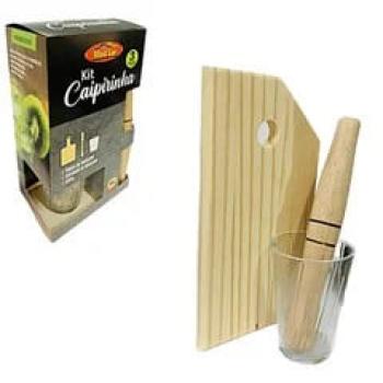KIT CAIPIRINHA C/COPO E TABUA DE VIDRO 3 PCS 844
