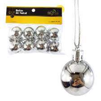 BOLA DE NATAL LISA 3CM C/08PCS PRATA