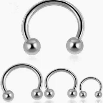 PIERCING FERRADURA PRATA/PRETO  P/M/G - PI-2238/2240/2259/2515/2514