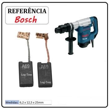 E-2-458 /  JOGO DE ESCOVA DE CARVÃO - MARTELO BOSCH - 1617014138  - 11388 - GSH 388 - ORIGINAL