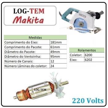 INDUZIDO / ROTOR / MOTOR - SERRA MARMORE MAKITA 220 V - 4107 R - IMPORTADO