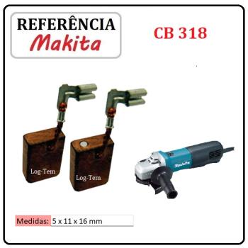 JOGO DE ESCOVA DE CARVÃO - ESMERILHADEIRA MAKITA - 194999-0 - CB 318 - 9561