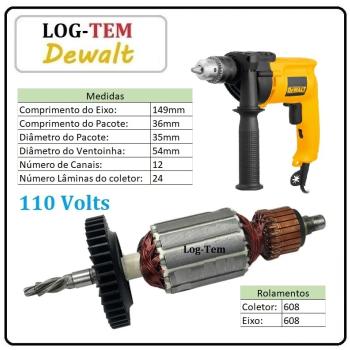 M-3-4-11 / INDUZIDO / ROTOR / MOTOR - FURADEIRA DEWALT 110 V - DW 508 S BR - IMPORTADO