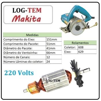 INDUZIDO / ROTOR / MOTOR - SERRA MARMORE MAKITA 220 V - 4100 H - IMPORTADO