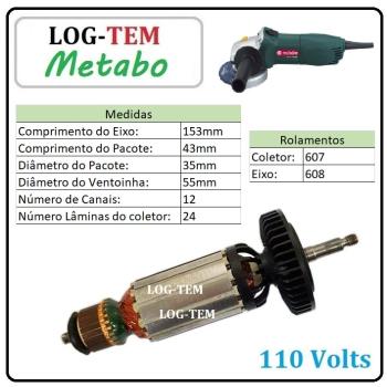 INDUZIDO / ROTOR / MOTOR - ESMERILHADIRA METABO 110 V - W 7-115 - POS.8 - IMPORTADO
