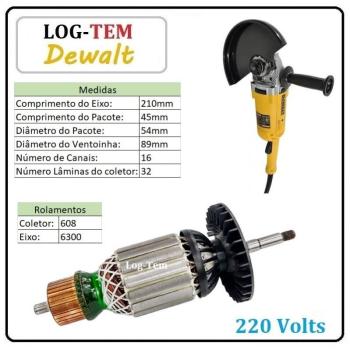 INDUZIDO / ROTOR / MOTOR - ESMERILHADEIRA DEWALT 220 V - D 28490 - IMPORTADO