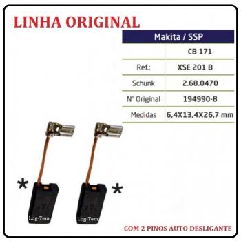XSE 201 B - ESCOVA DE CARVÃO MAKITA - CB 171 - C/ 2 PINOS