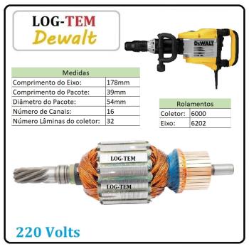 INDUZIDO / ROTOR / MOTOR - MARTELO DEWALT 220 V - D 25901 - POS.1 - IMPORTADO