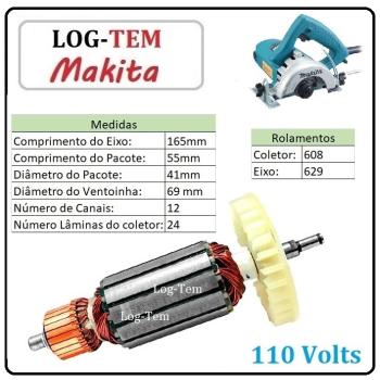 INDUZIDO / ROTOR / MOTOR - SERRA MARMORE MAKITA 110 V - 4100 NS - IMPORTADO