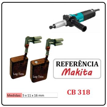 JOGO DE ESCOVA DE CARVÃO - RETIFICA MAKITA - 194999-0 - CB 318 - GDO 0800 C